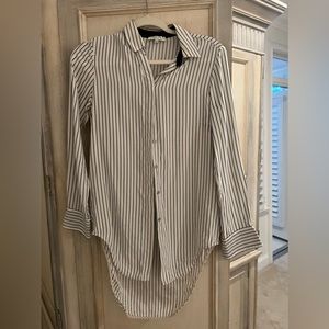 Rag and Bone Silk Navy Striped Button Up Blouse